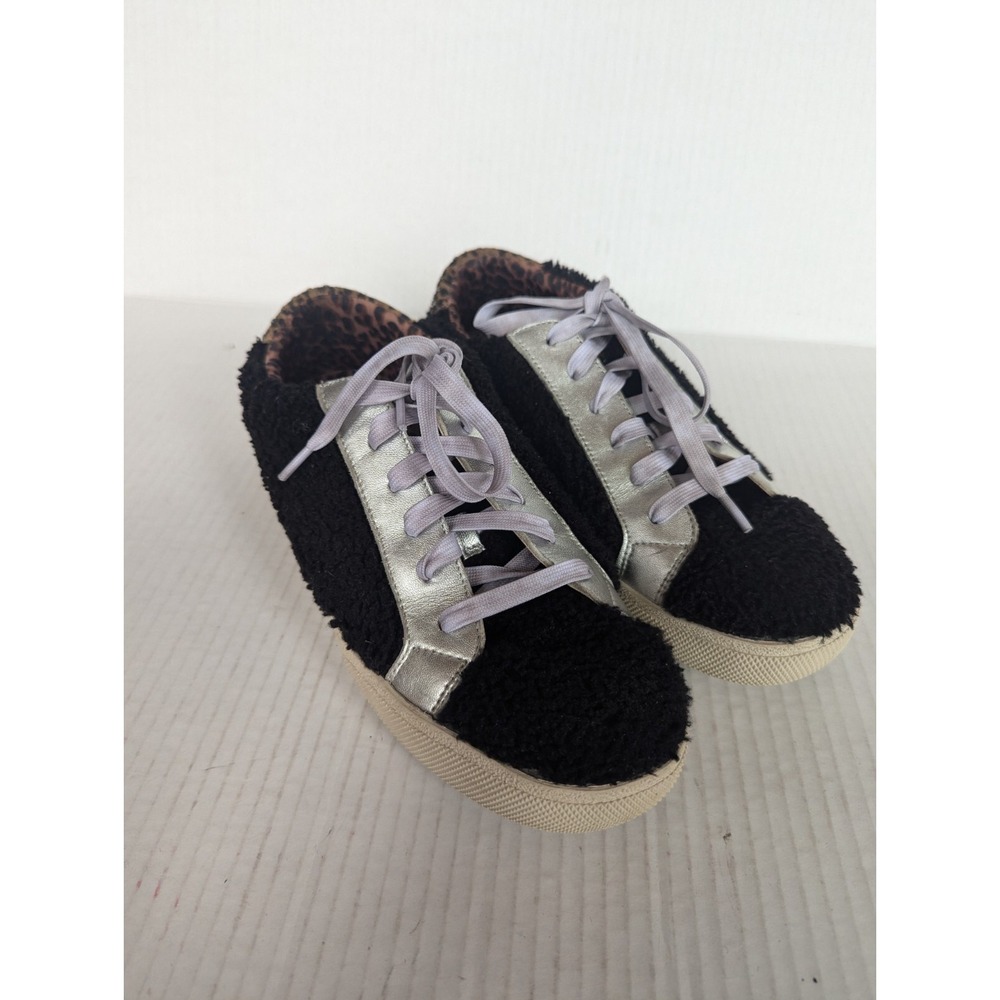 Vince Camuto Miley Sneaker Women's Size 8M  Shearling-Animal Print Black